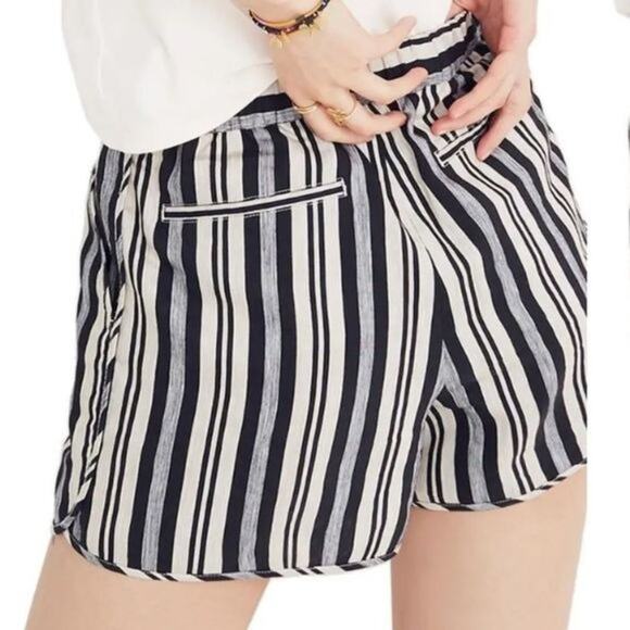 Madewell Shorts Women's Size Small Linen Blend Pull-On Evelyn Stripe J2523 - Picture 1 of 5